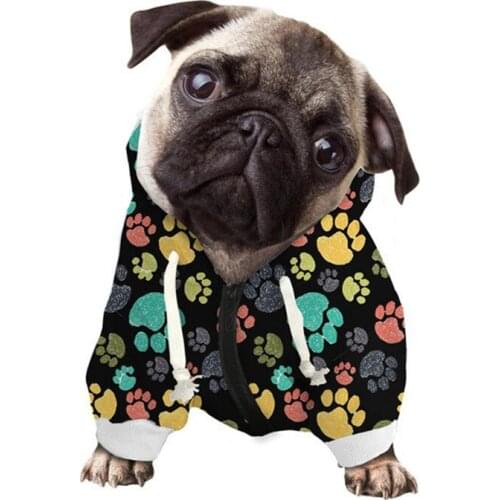 Dog Paw Print Pet Dog Clothes for Large Small Dogs Puppy Clothing French Bulldog Dog Hoodie Clothes for Pug Pet Accessories