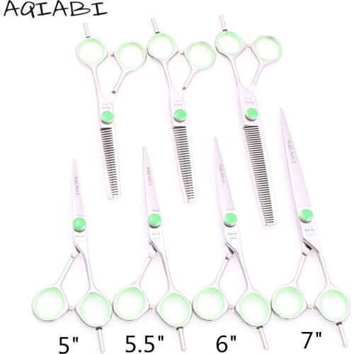 Hairdressing Scissors 5" 5.5" 6" 7" 440C AQIABI Hair Cutting Scissors Thining Shears Hair Scissors Detachable Finger Rest A1121