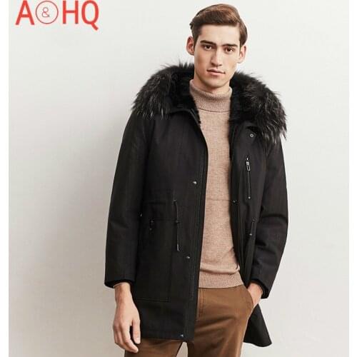 Man Parka Winter Jacket Mens Real Mink Fur Collar Jackets for Men Casual Coat Warm Hooded Parkas Hommes Veste LXR1046