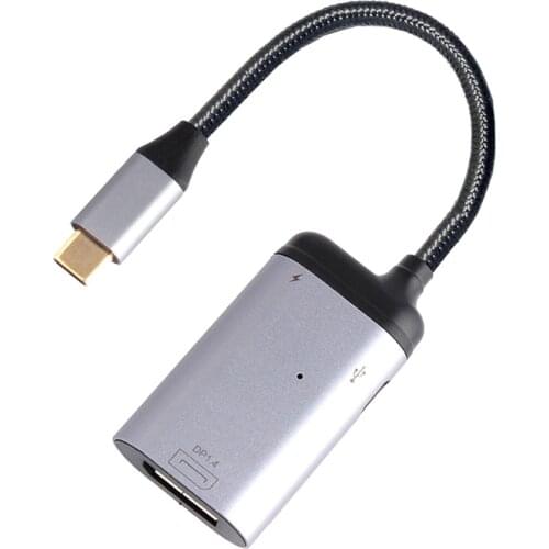 3 in 1 USB C Male to DP 8K@60Hz + Type C Data Transmission + PD Charging Converter Adapter for Sumsang S20 S10