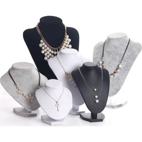 Black Velvet Model Bust Show Jewelry Necklace Earring Display Pendants Mannequin Jewelry Stand Organizer