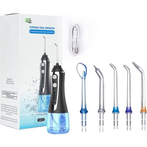 H2ofloss portable oral irrigator usb rechargeable water flosser Dental Water Jet 300ML Water Tank Waterproof Teeth Cleaner