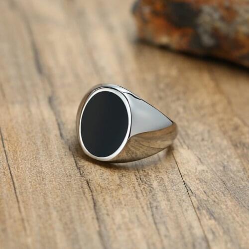 Simple Stainless Steel Arcylic Mens Ring Finger Band Gothic Hunky Boys Teens Rock Jewelry