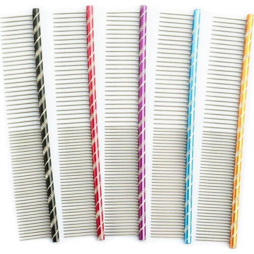 Pet Dog Comb 6062003 Bright Multi-Colored Stripe Grooming Comb For Shaggy Cat Dogs Barber Grooming Tool Salon 5 Color