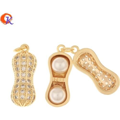 Cordial Design 10Pcs 9*22MM Jewelry Accessories/Pendant/Imitation Pearl/Peanut Shape/Genuine Gold Plating/Hand Made/CZ Charms