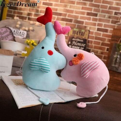 One Piece Nose Heart Elephant Plush Toy With Long Nose Pillows PP Cotton Stuffed Baby Cushions Soft Elephants Toys 2 Colors