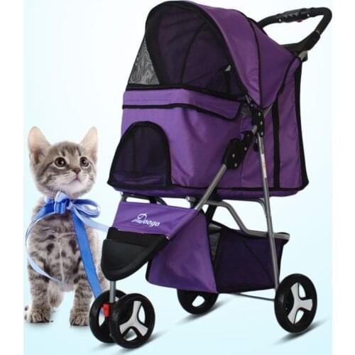 Pet Cart Pop It Three Wheeled Pet Cart Fold Small Medium Sized Lightweight Material Cat Dog Cart Pet Articles For Outdoor Travel
