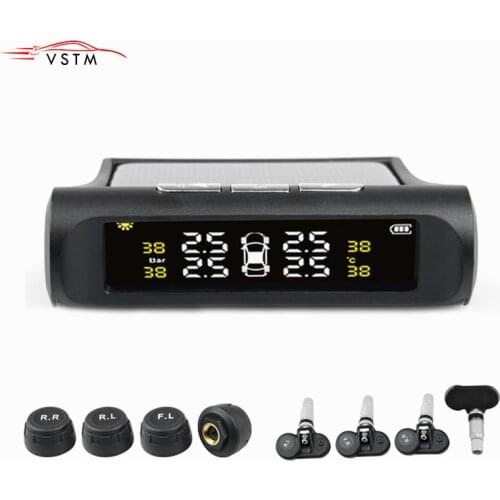 TPMS Car Tyre Pressure Monitoring System With 4 Sensor Solar Power Digital LCD Display Auto Security Alarm Systems Tyre Pressure