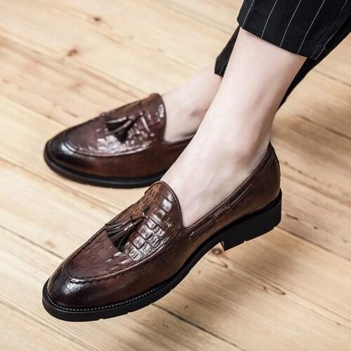 Shoes Men Classic tassel Dress Shoes Men Elegant Evening Dress Italian Brand Mens Dress business party Shoes men Loafers