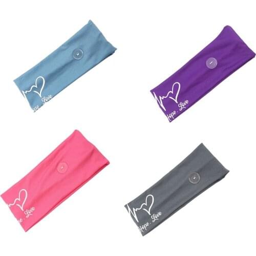 Unisex Nurse Button Headband Face Mask Holder Letters Heart Print Sport Headwrap F3MF