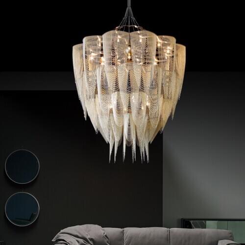 Villa living room dining room duplex building circular chandelier creative art exhibition hall staircase chandelier