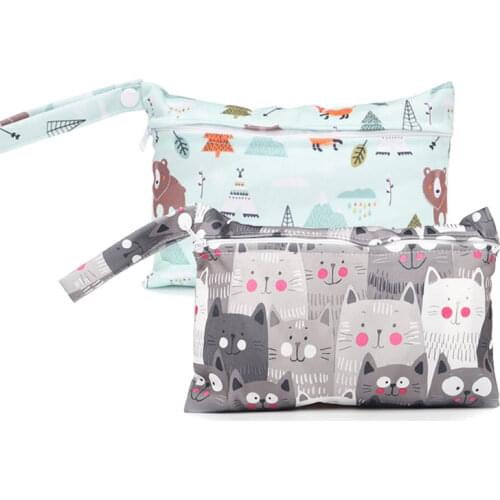 Waterproof reusable wet bag printed pocket diaper bag PUL travel dry wet bag mini diaper bag size 22.5*15CM