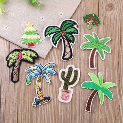 High Quality Fashion New Coconut Tree Pattern Embroidery Patch DIY Pants Clothes Decorative Cloth Stickers