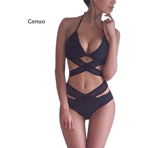 Women One Piece Bandage Bikini Halter Hollow Swimsuit Bathing Suit Swimwear Swimwear Summer Bikini Set