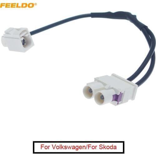 1PC Car 1-Way Plug/Female To 2-Way Male/Jack FAKRA2-B Radio Antenna Terminals With Amplifier For Volkswagen/Skoda/Audi Head Unit
