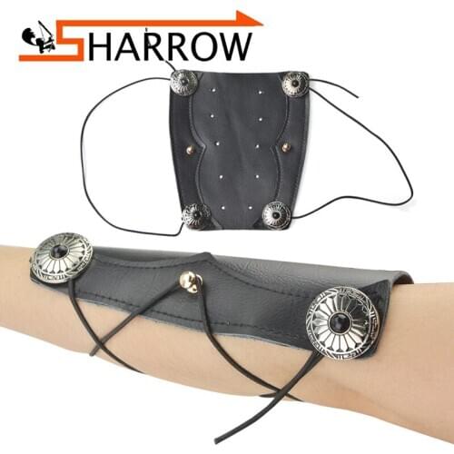 1pc Leathers Arm Guard Adjustable Strap Auxiliary Arm Protector For Hunting Sports Shooting Protective Gear Archery Accessories