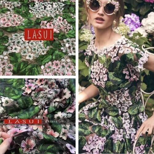 1Yard green 3D or 2D TOP Exquisite gorgeous encryption Color mesh lace embroidery water lace fabric applique Hydrangea X0264