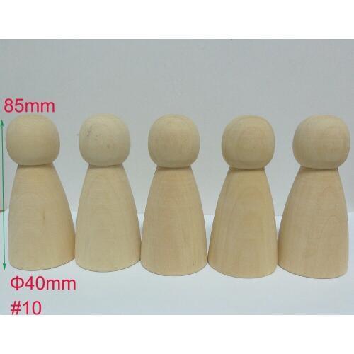 10pcs #10 Unfinished DIY Solid Wooden WOMEN Peg Doll Bodies Supplies