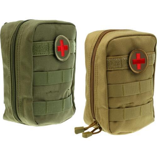 2 Pieces Brown + Army Green MOLLE EMT Pouch Medic First Aid IFAK Blowout Utility Pouch Hunting Outdoor Emergency