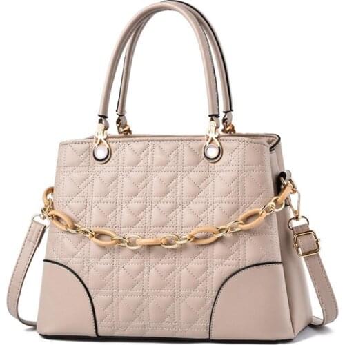 2021 Trend Metal Chain Handbag With Chain Women Shoulder Bag Luxury Designer Women Crossbody Bags Check Pattern Female Bag