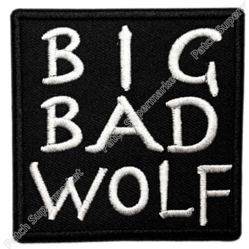 3" BIG BAD WOLF biker retro emo punk rockabilly applique sew on/ iron on patch Wholesale embroidery