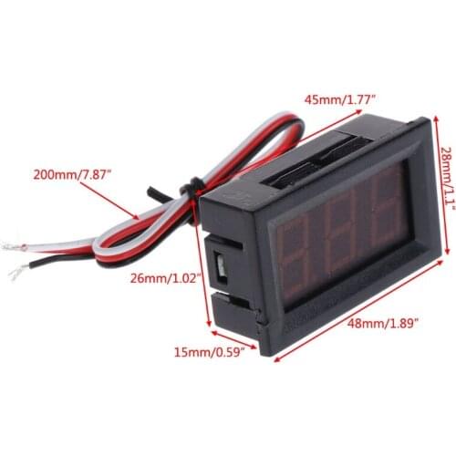 DC 0-100V 3-Wire Voltmeter LED 0.56in Digital Voltage Meter Panel Monitor Tester