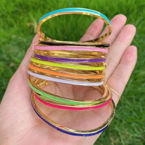 5 Pcs Enamel slim bangle Mix color jewelry metal bangle Metal bangle jewelry fashion bangle women jewelry 51468