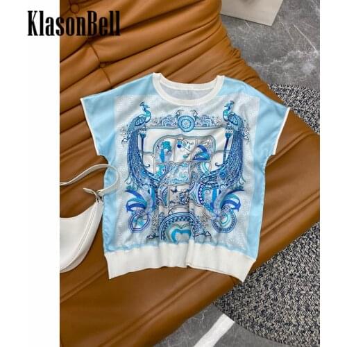 6.4 KlasonBell Fashion Loose Silk Patchwork Knitted Comfortable T-Shirt Women