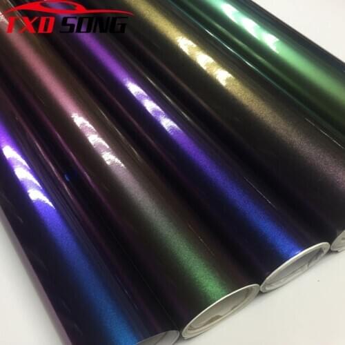 6 Colors Premium Gloss Chameleon Pearl Glitter Metallic Green Gold red purple Vinyl Car Wrap Foil Diamond Car Sticker Decal