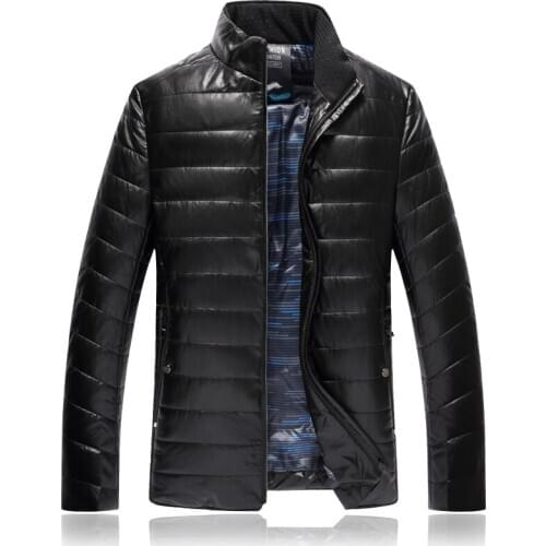 7XL 6XL Stand 8XL Collar Men Winter Parkas Cotton Striped Leather Jacket Waterproof Windproof Keep Warm Stylish Mans Coat 8828