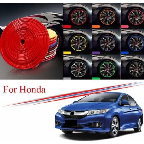 9 Colors Car Wheel Hub Rim for Honda City Civic Accord Fit CR-Z UR-V CR-V Edge Protector Ring Tire Strip Guard Rubber Decals 8M