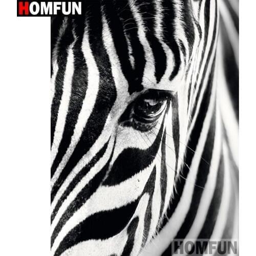 HOMFUN Full Square/Round Drill 5D DIY Diamond Painting "Animal zebra" 3D Diamond Embroidery Cross Stitch Home Decor A19442