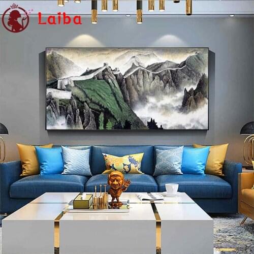 Diamond Embroidery Abstract art the famous great wall of china Full Square round Diamond Mosaic Painting Cross Stitch Wall Decor