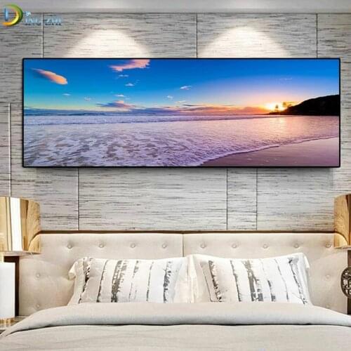 Diamond Embroidery Blue Sky Sunsets Natural Sea Beach Landscape DIY 5D Diamond Painting Cross Stitch Full Square Drills Picture