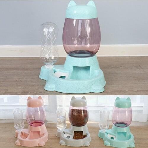 2.2L Pet Dog Cat Automatic Feeder Bowl 2 IN 1 Cat Water And Food Feeder Dispenser Automatic Dog Cats Drinking Bottles