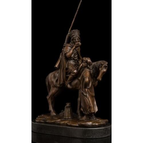 38 CM Western Art Deco Bronze Women Girl Man Men Ride Camel In Desert Sculpture
