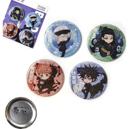 4pcs/set Jujutsu Kaisen Gojo Satoru Fushiguro Megumi Itadori Yuji Brooch Badge Pin Cosplay Accessories Pendants