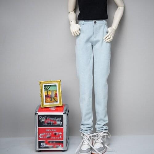 BJD doll pants suitable for 1-3 1-4 uncle size blue and white fashion denim trousers doll accessories