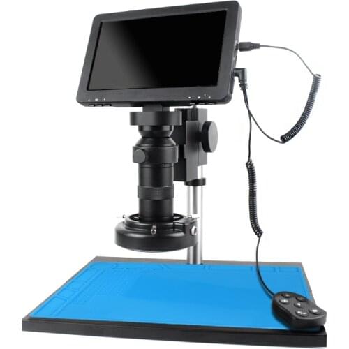 7" LCD Digital Microscope USB Video Microscope 130X Lens Microscope Camera with Metal Stand for Phone PCB Soldering Repair