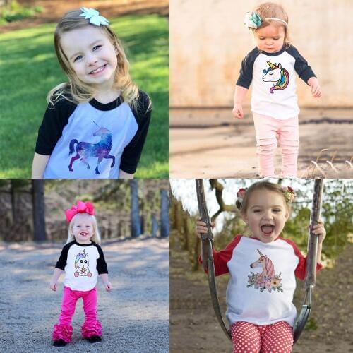 Toddler Girl Ralgan T-shirt 2 3 4 5 6 7 8 9 10 11 12 Years Unicorn Kids T Shirt Children Autumn Long Sleeve Girl Unicorn Tshirt