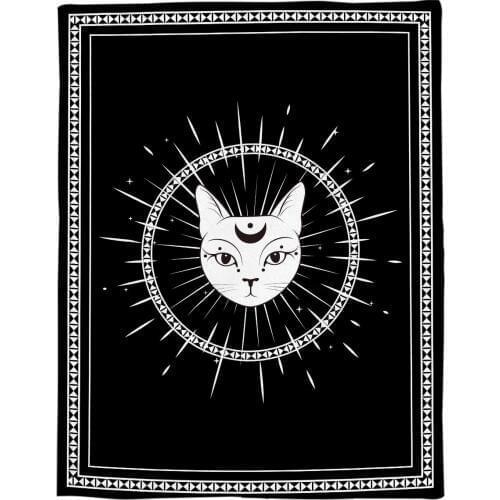 Halloween Animal Cat Geometric Border Printed Flannel Blanket Soft Throw Blanket Machine Washable Blankets for Beds