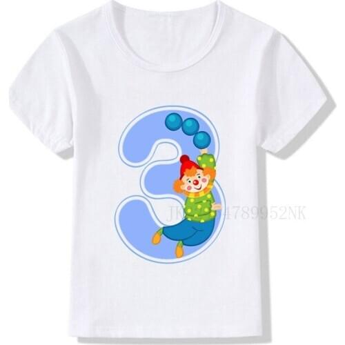 Kid Cute Joker 1-9 Birthday Number Print T Shirt Children Birthday Boy Animal Lover T-shirts Boy&Girl Funny Gift Tshirt Present