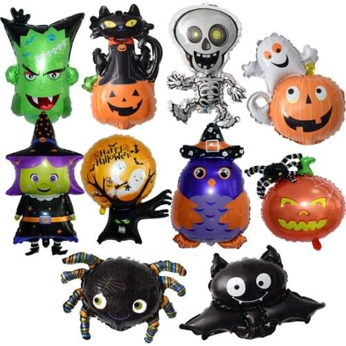Halloween Balloons Festival Home Party Bar Cartoon Spider Pumpkin Bat Witch Ghost Balloon Decorations Kids Cute Inflatable Toys