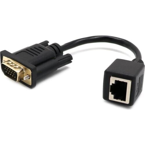 VGA Extender Male To Lan Cat5 Cat5e RJ45 Ethernet Female Adapter Cable Computer/HDTV/Laptop/Projector in audio video Cable Black