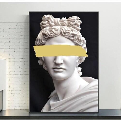 Vaporwave Sculpture Of Apollo Canvas Art Posters Graffiti Art Canvas Paintings On the Wall Art Cover Face Art Of Apollo Pictures