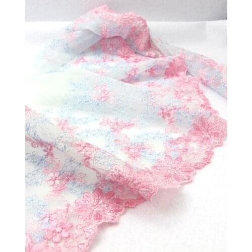 6 11/16 Inches Wide Lace|Blue Floral|Embroidered Lace Trim|Bridal Wedding Materials|Clothing Ribbon|Hairband|Accessories DIY