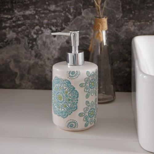 420ml Chinese Creative Pattern Ceramic Shampoo Bottle Multifunction Portable Home Bathroom Accessories Liquid Soap Dispenser
