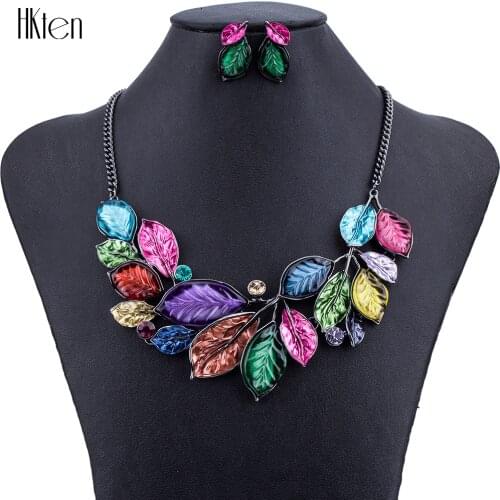 MS1504331 Fashion Jewelry Sets Hight Quality 5 Colors Necklace Sets For Women Jewelry Resin Unique leaf Design Gifts