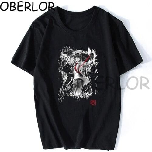 Men T-shirts Summer New Fashion Yagami Light Ryuuku T Shirt Anime DEATH NOTE Manga Tshirt Streetwear Costume Tops Male Clothing