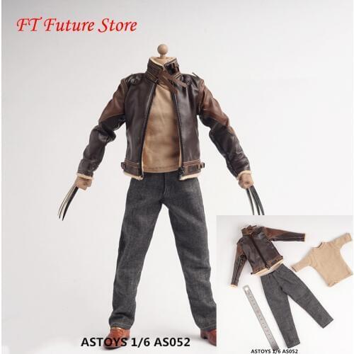 AS052 1/6 Male Figure Accessory Set Connor Ratohnhake Ton Leather Suit Jeans Clothes Set Fit 12'' Body
